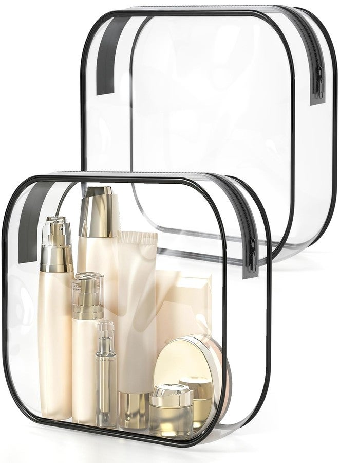 HOTOR Clear Toiletry Bag for Men & Women - TSA Approved Travel Essentials, Waterproof PVC Zippered Makeup Bag for Gym, Airplane & Daily Use, 8.8" x 6.0" x 2.2", 2 Packs - Image 1